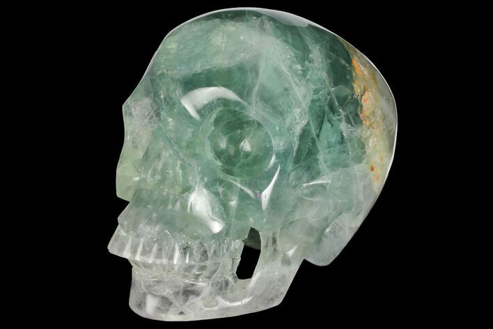 Realistic, Carved Green Fluorite Skull - Fluorescent! #150861